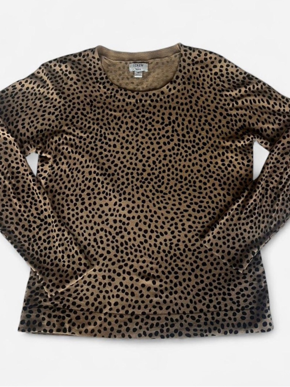 J. Crew Leopard Print Teddie Crewneck - Brown and Black